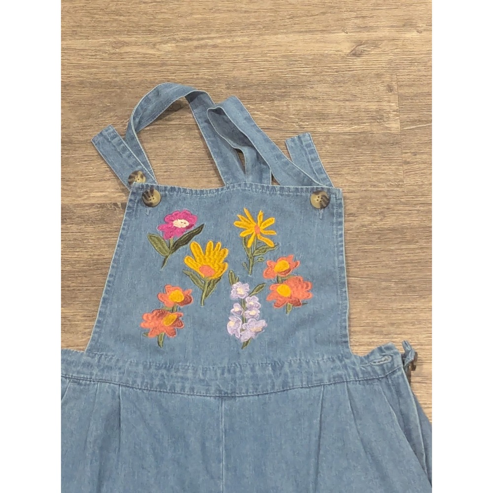 Princess Highway Floral Embroidered Overalls Wide Leg Bohemian Blue Size 10